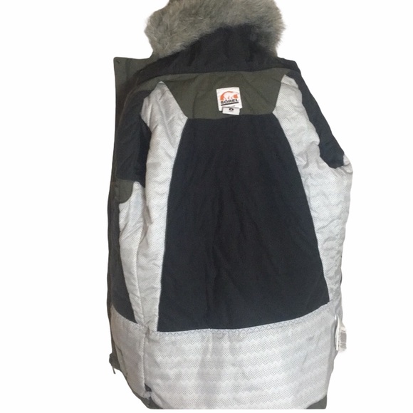 SOREL Jacket Parka Olive Green Hood Winter Ski Snow Down Coat Medium Womens 8 - Picture 5 of 8